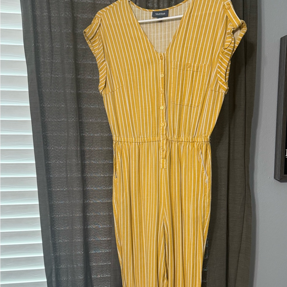 Modcloth Yellow Striped Jumpsuit